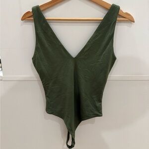 Babaton Deep Green V-Neck Bodysuit